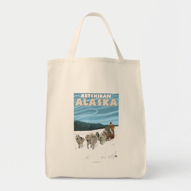 Dog Sledding Scene - Ketchikan, Alaska Tote Bag (Front)