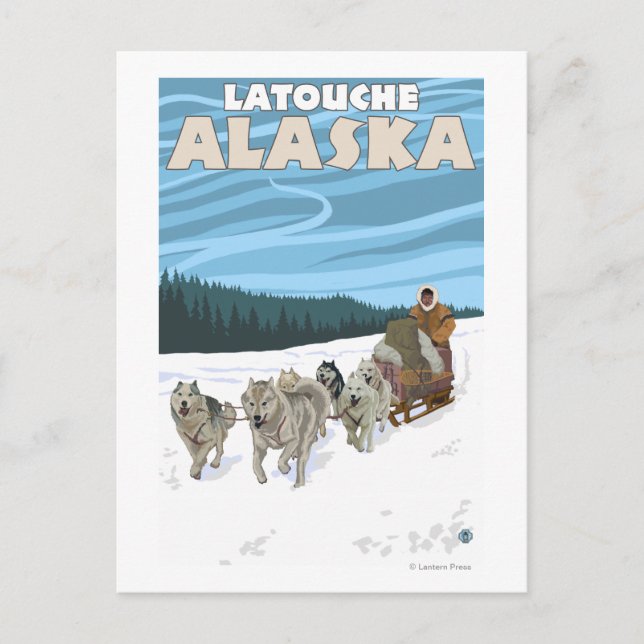 Dog Sledding Scene - Latouche, Alaska Postcard (Front)