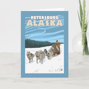Dog Sledding Scene - Petersburg, Alaska Holiday Card