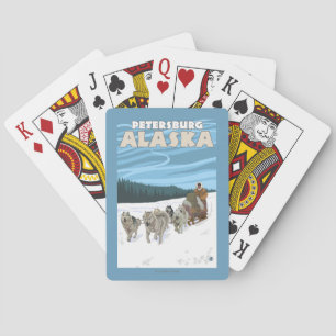 Dog Sledding Scene - Petersburg, Alaska Playing Cards