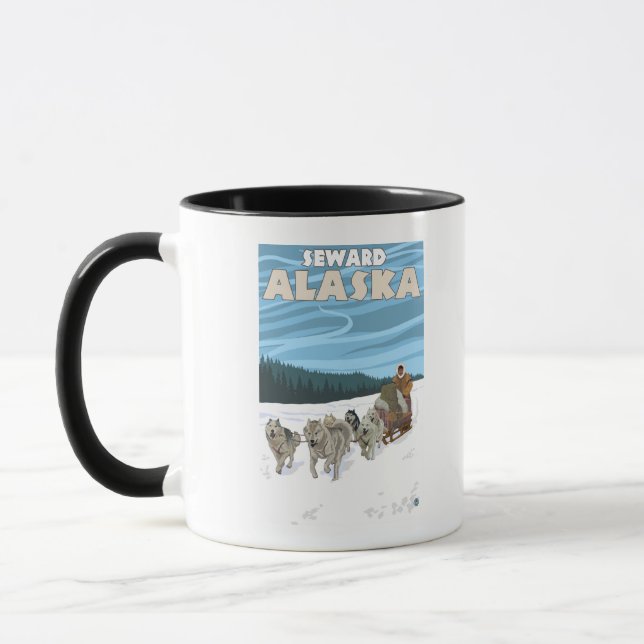 Dog Sledding Scene - Seward, Alaska Mug (Left)