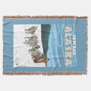 Dog Sledding Scene - Seward, Alaska Throw Blanket