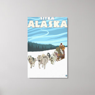 Dog Sledding Scene - Sitka, Alaska Canvas Print