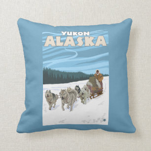 Dog Sledding Scene - Yukon, Alaska Cushion