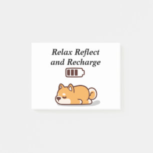 Dog sleeping battery charging power energy fun post-it notes