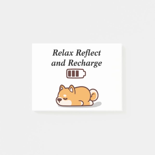 Dog sleeping battery charging power energy fun post-it notes (Front)