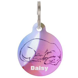 Dog, Sleeping Dachshund Custom Name DogPet Tag