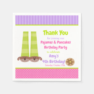 Dog Slippers Pyjamas & Pancakes Birthday Party Napkin
