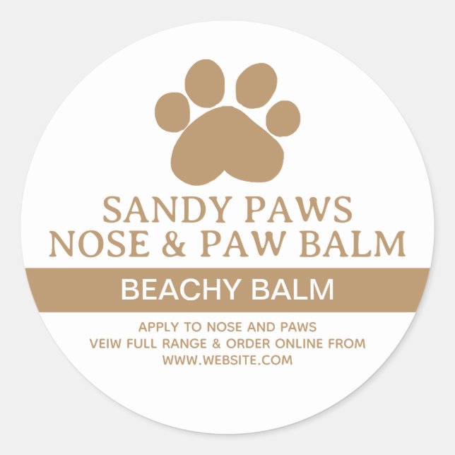 Dog Small Business Homemade PAW BALM Classic Round Sticker (Front)