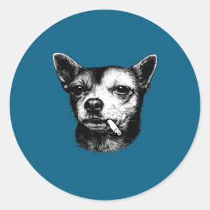 Dog Smoking Cigarette Chihuahua Meme Classic Round Sticker