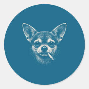Dog Smoking Cigarette Chihuahua Meme Classic Round Sticker
