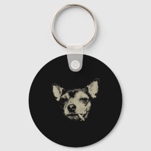 Dog Smoking Cigarette Chihuahua Meme Key Ring
