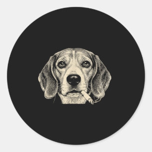 Dog Smoking Cigarette Funny Beagle Meme  Classic Round Sticker