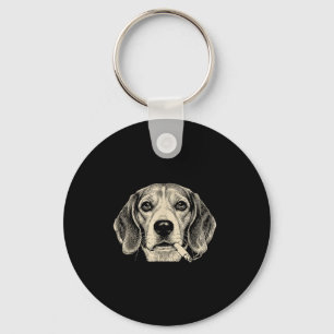 Dog Smoking Cigarette Funny Beagle Meme Key Ring