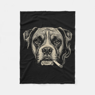 Dog Smoking Cigarette Funny Boxer Dog Meme Fleece Blanket