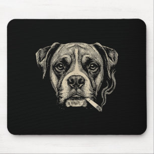 Dog Smoking Cigarette Funny Boxer Dog Meme Mouse Mat