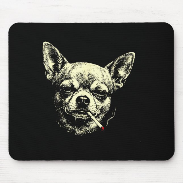 Dog smoking cigarette funny chihuahua meme funny mouse mat (Front)