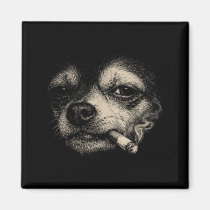Dog smoking cigarette funny chihuahua meme magnet