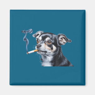 Dog smoking cigarette funny chihuahua meme magnet