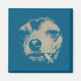 Dog Smoking Cigarette Funny Chihuahua Meme Magnet