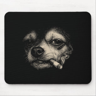 Dog smoking cigarette funny chihuahua meme mouse mat