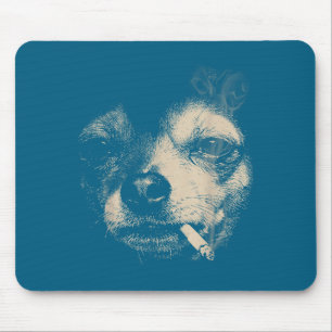 Dog Smoking Cigarette Funny Chihuahua Meme Mouse Mat