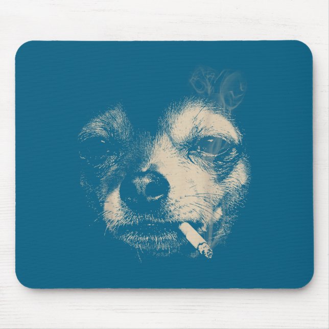 Dog Smoking Cigarette Funny Chihuahua Meme  Mouse Mat (Front)