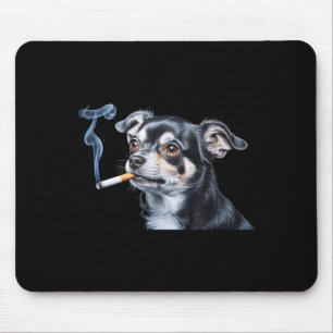 Dog smoking cigarette funny chihuahua meme mouse mat