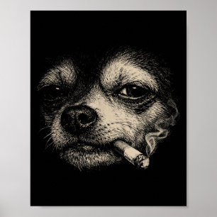 Dog smoking cigarette funny chihuahua meme poster