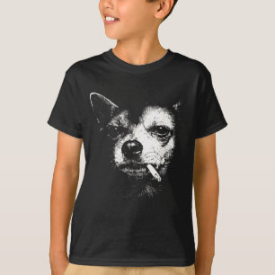 Dog Smoking Cigarette Funny Chihuahua Meme T-Shirt