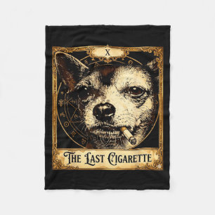 Dog smoking cigarette funny chihuahua meme tarot fleece blanket