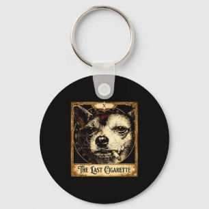 Dog smoking cigarette funny chihuahua meme tarot key ring
