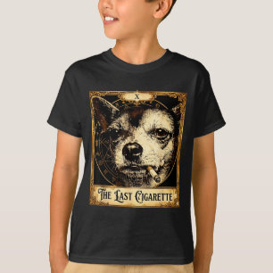 Dog smoking cigarette funny chihuahua meme tarot T-Shirt