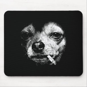 Dog Smoking Cigarette Funny Chihuahua Meme Vintage Mouse Mat