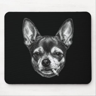 Dog smoking cigarette funny chihuahua meme vintage mouse mat