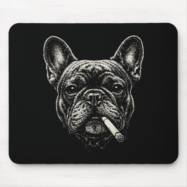 Dog Smoking Cigarette Funny French Bulldog Meme Mouse Mat (Front)