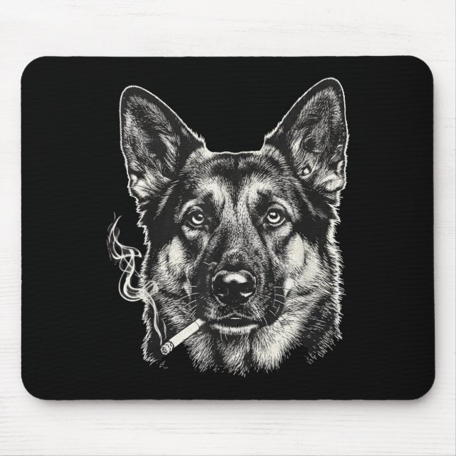 Dog smoking cigarette funny german shepard meme Do Mouse Mat (Front)
