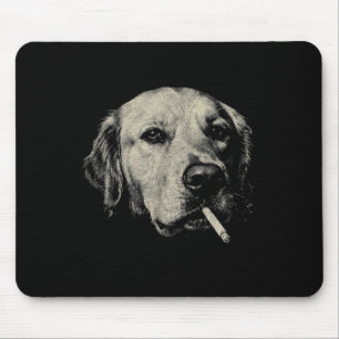Dog smoking cigarette funny golden retriever meme mouse mat