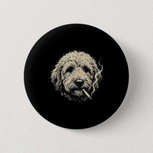 Dog Smoking Cigarette Funny Goldendoodle Meme 6 Cm Round Badge
