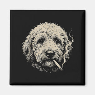 Dog Smoking Cigarette Funny Goldendoodle Meme Magnet