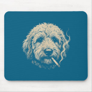 Dog Smoking Cigarette Funny Goldendoodle Meme Mouse Mat
