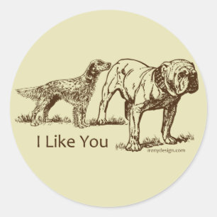 Dog Sniffs Butt Classic Round Sticker