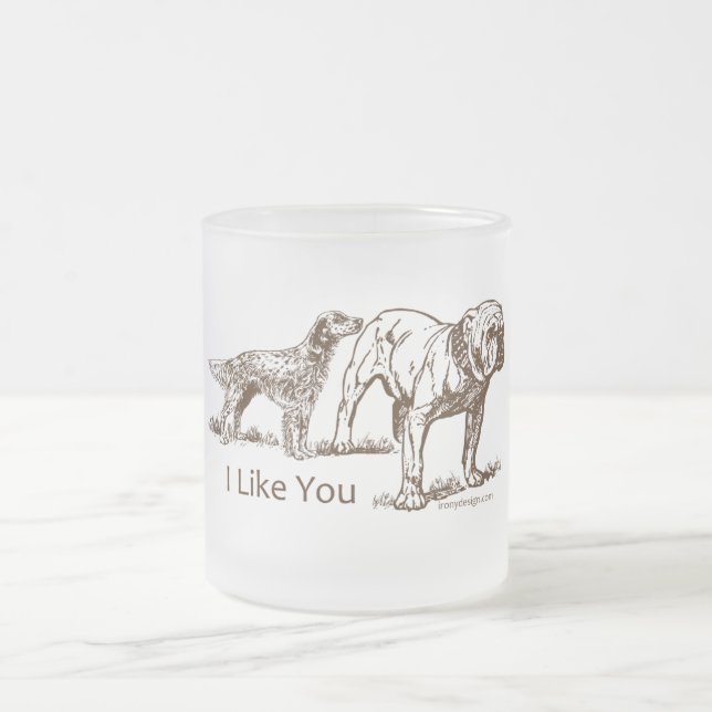 Dog Sniffs Butt Frosted Glass Coffee Mug (Center)