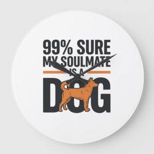 Dog Soulmate Funny Vintage Engraving T-Shirt Desig Large Clock
