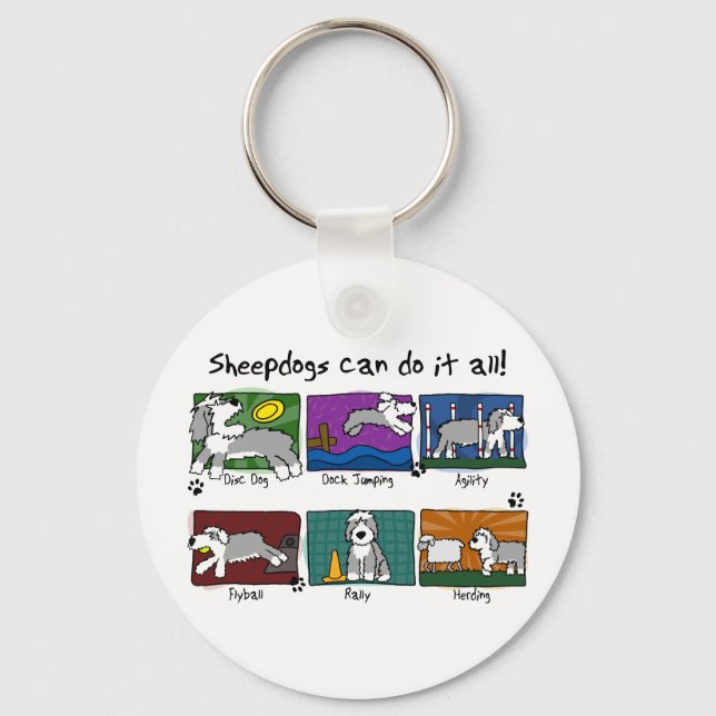 Dog Sports Old English Sheepdog Key Ring (Front)