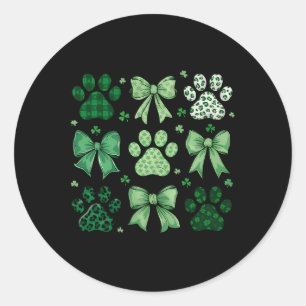 Dog St Patricks Coquette Paw Paddy's Irish Shamroc Classic Round Sticker