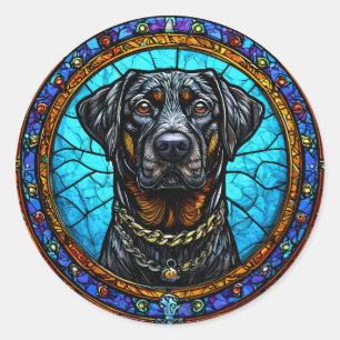 Dog Stained Glass Art Classic Round Sticker