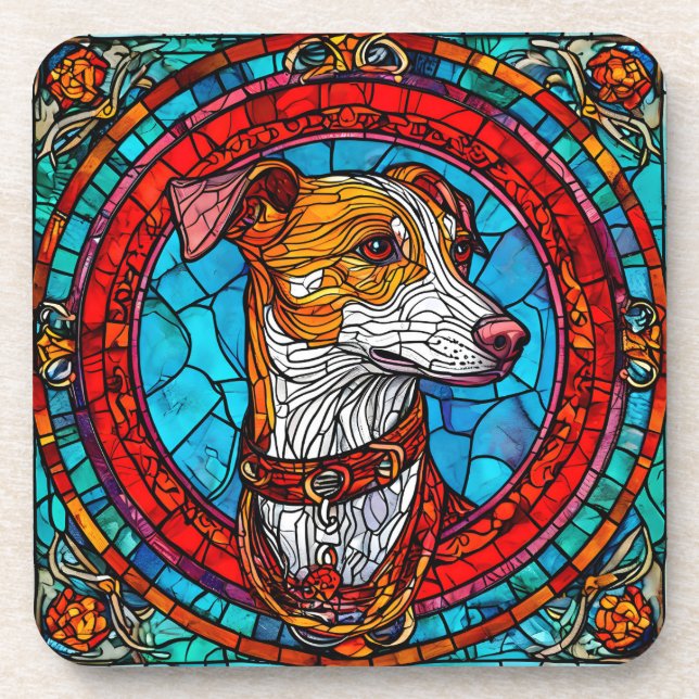 Dog Stained Glass Art Coaster (Front)