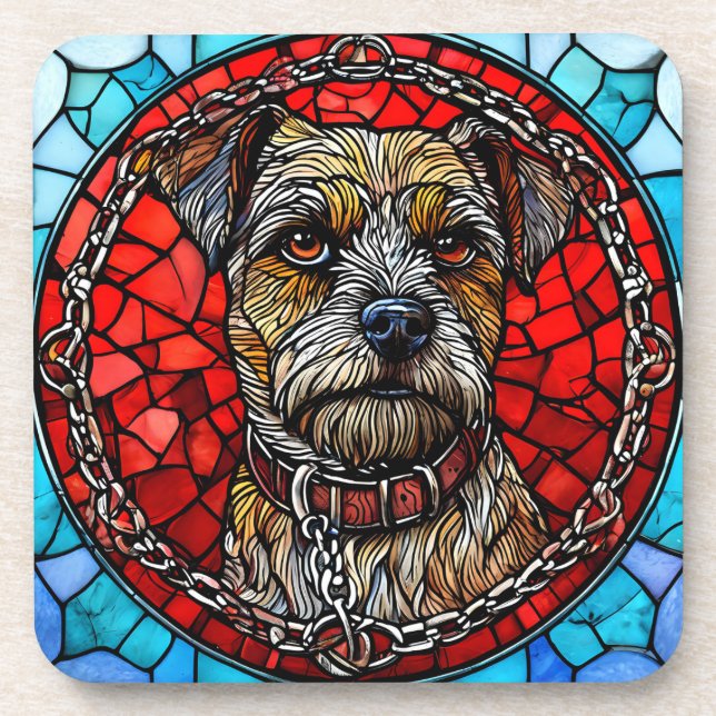 Dog Stained Glass Art Coaster (Front)