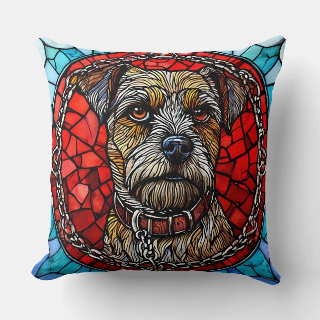 Dog Stained Glass Art Cushion (Front)